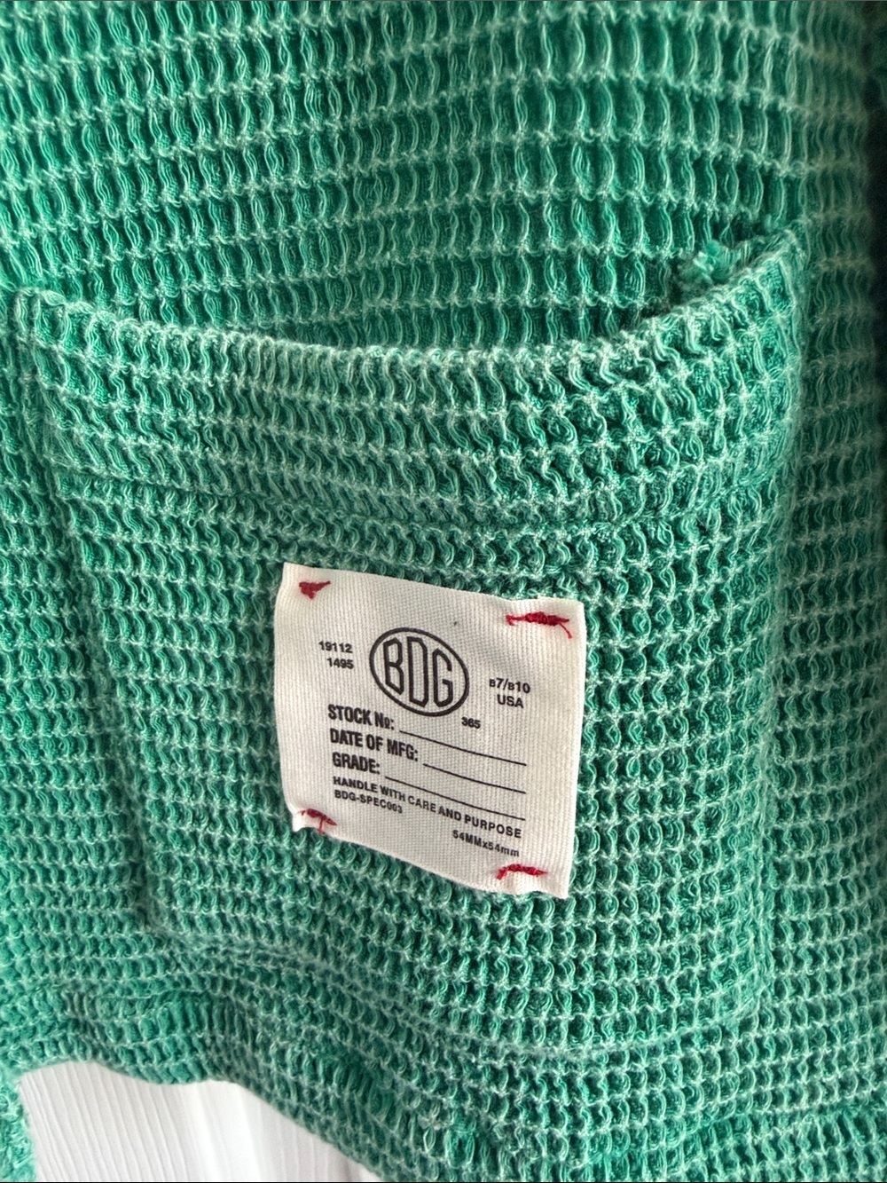 BDG Emerald Green BDG Jersey Chore Waffle Shirt Size XS NWT - Picture 4 of 8